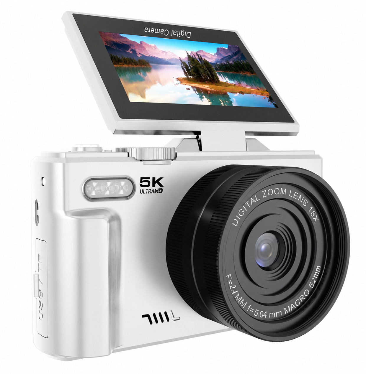 5K Digital Camera DC18 with Flip Screen & WiFi Connectivity